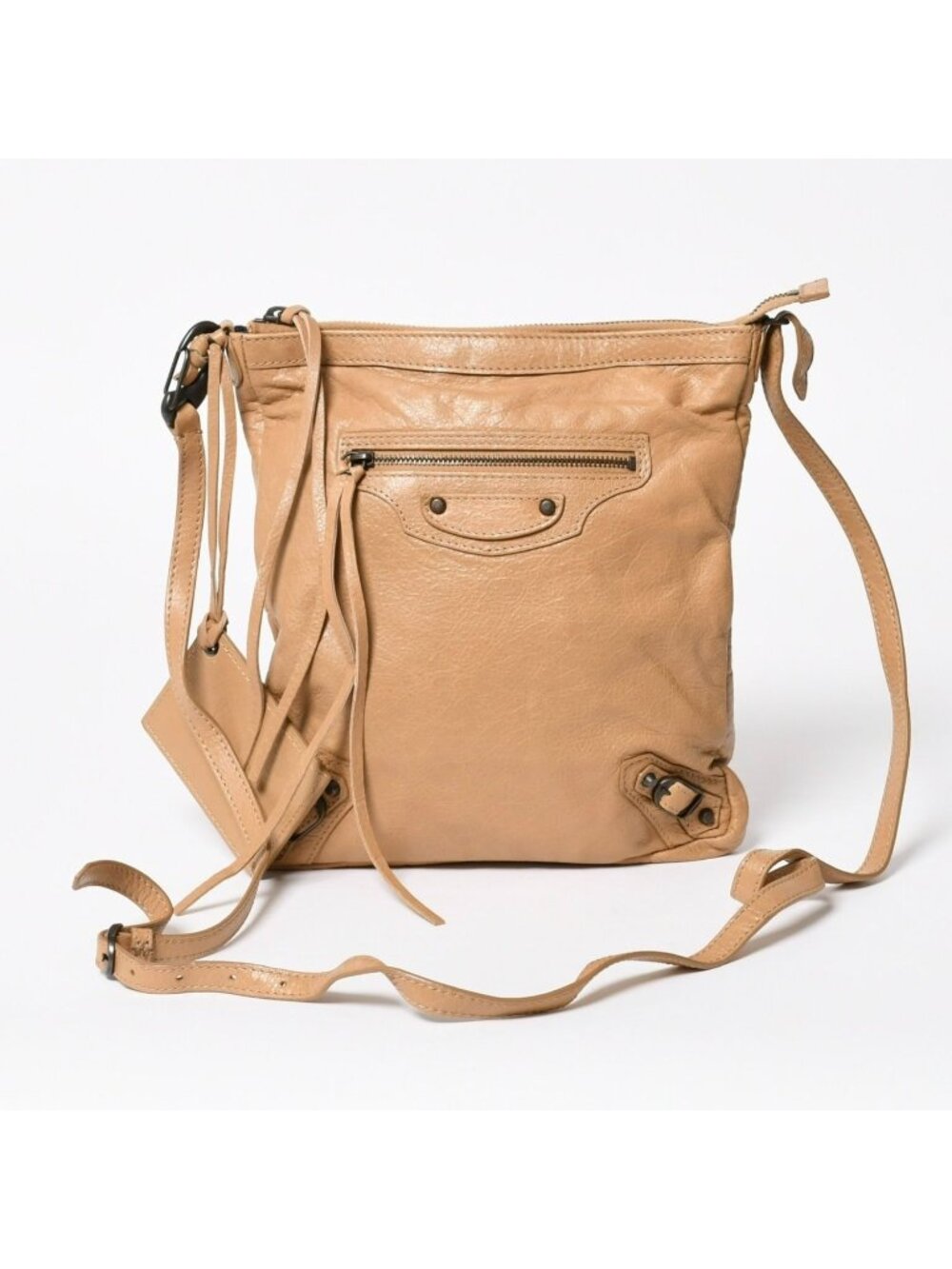 Balenciaga Classic Cross Belt Bag Calfskin Beige Antique Gold